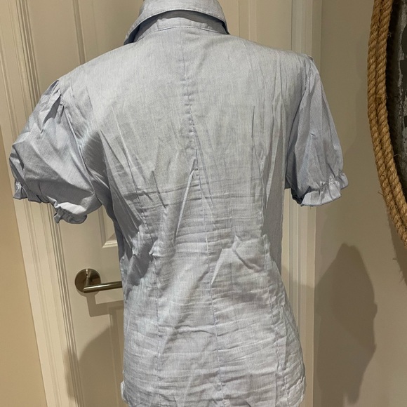 Pretty powder blue blouse with pleated collar. - Picture 6 of 8